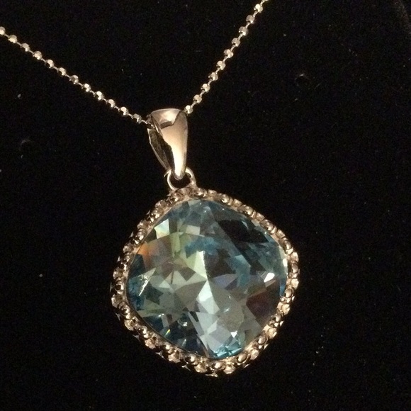 Atlanta Gems Jewelry - Exquisite Genuine Blue Topaz Necklace